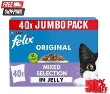 FELIX Wet Cat Food 40x85g Pouches – Original Mixed Selection in Jelly 4.41 per kilo