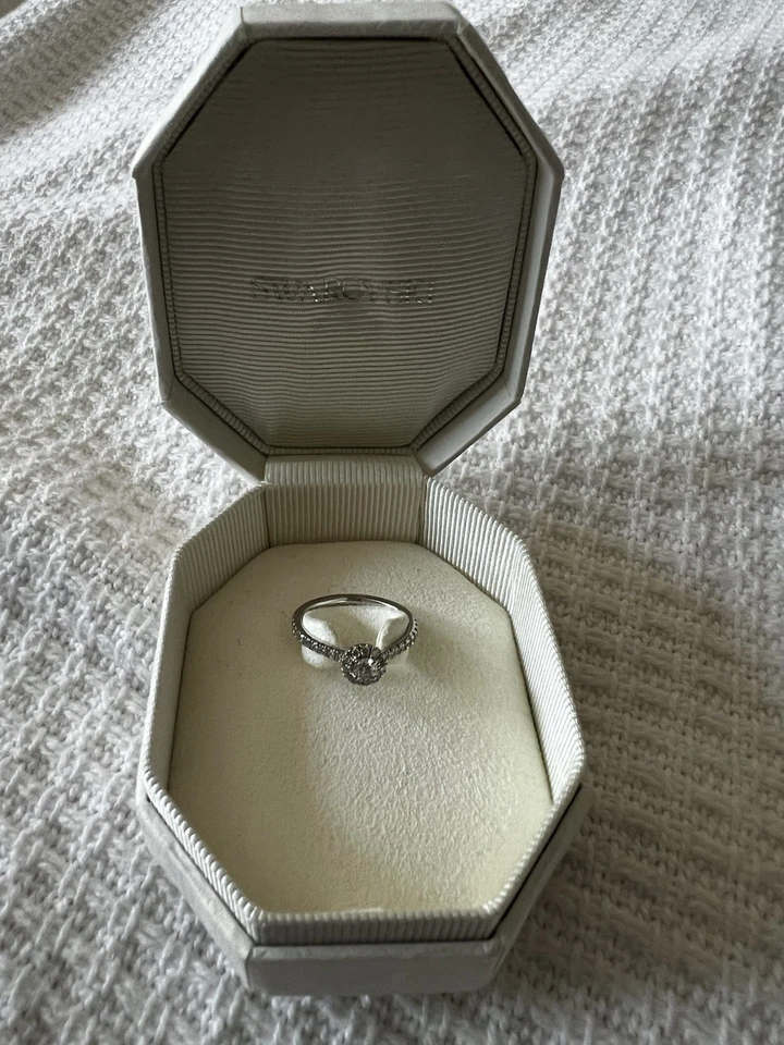 Кольцо-солитер Swarvoski Eternity с ореолом выращенные в лаборатории бриллианты 0,45 карата tw - Изображение 3 из 4