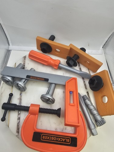 VTG Toy Black Decker 90s Workbench Tool Lot Clamp Level Screwdriver Accessories