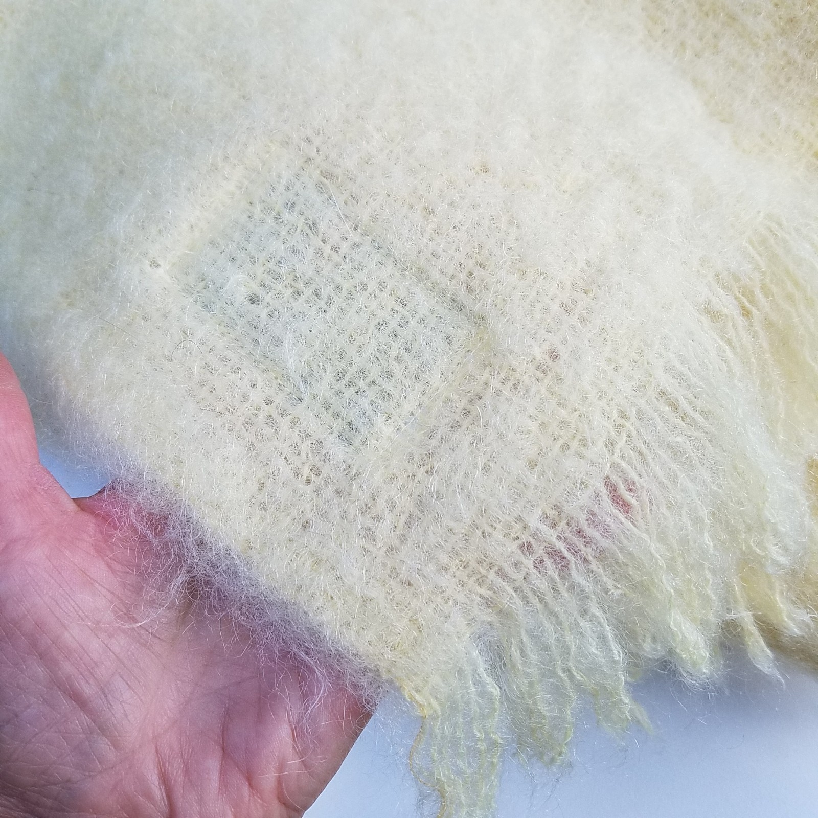 AVOCA Handweavers Mohair Cream Ivory Cozy Cottage Throw Made in Ireland