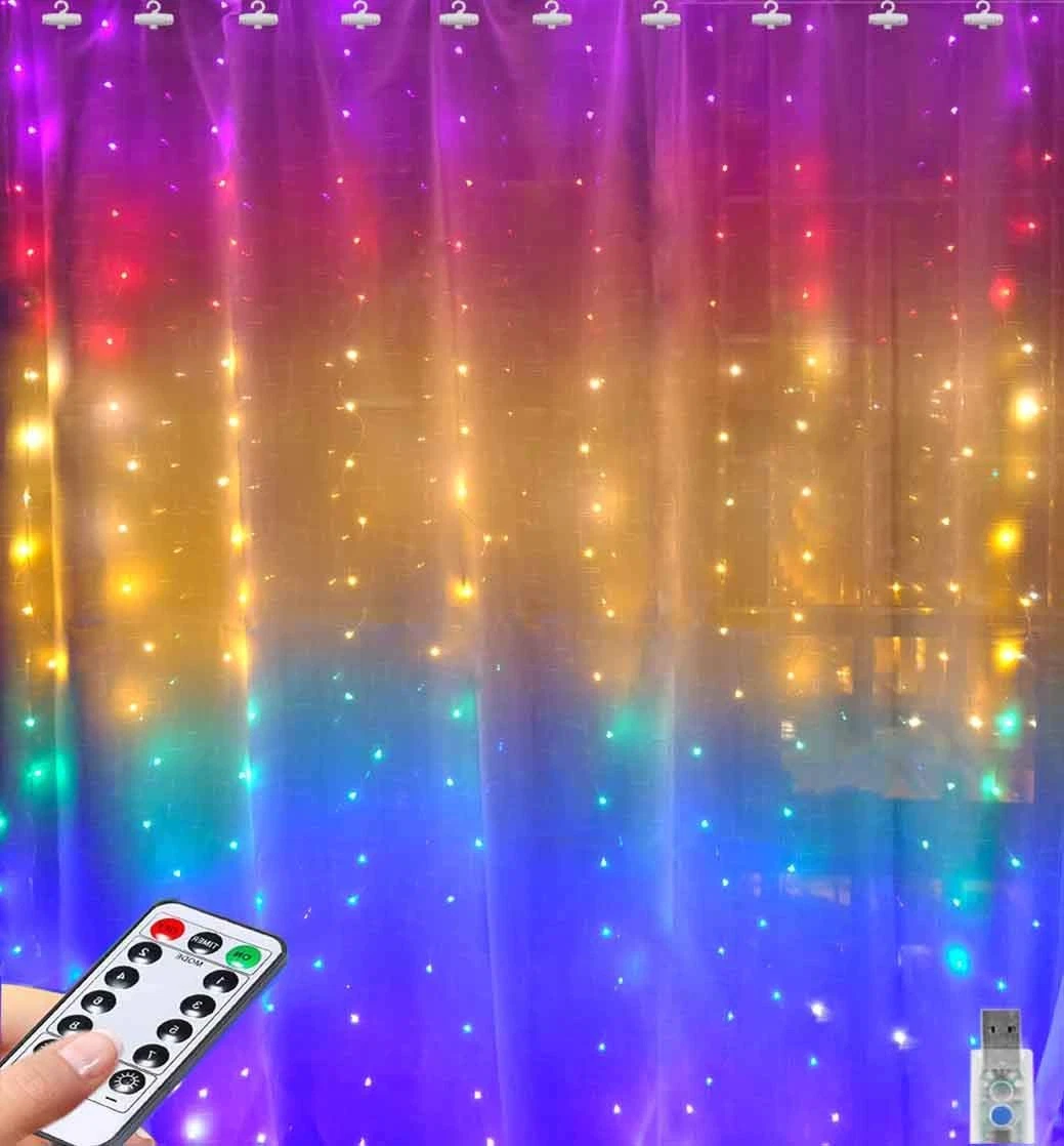 Rainbow Curtain Lights LED Curtain Lights Waterproof Window Fairy Lights Stri...