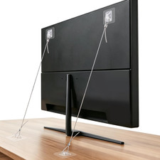 Adjustable TV Safety Straps, 47'' Metal TV Straps, No-Drill Adhesive Anti-Tip Fu