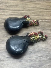 Vintage Wooden Hand Carved Castanets Musical Instrument KG