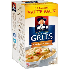 Quaker Instant Grits Cheddar Cheese Naturally Flavored, 0.98 oz 22 Count Box...