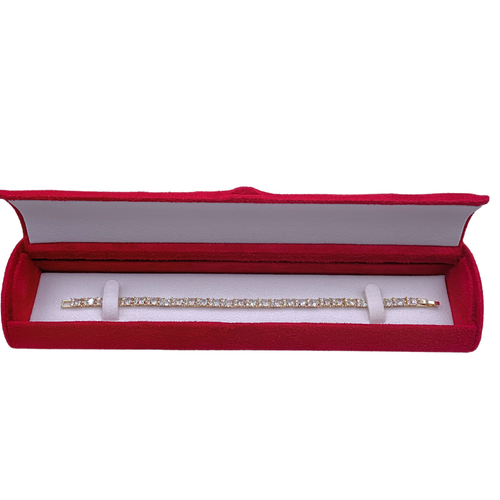 Yellow gold finish created diamond round cut tennis bracelet - Picture 2 of 4