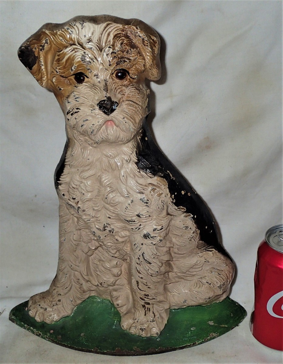 HUGE ANTIQUE HUBLEY TOY CO CAST IRON WIREHAIRED FOX TERRIER