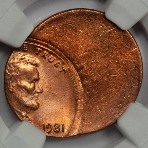 1981 NGC MS65 RED 50% Off Center Lincoln Cent Mint Error
