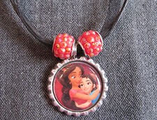 Elena of Avalor Latina Princess Ribbon Bottle Cap Bling Charm Necklace Isabel