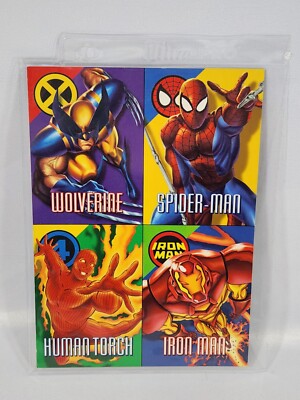 1996 Fleer Marvel Vision Promo Sheet Uncut Embossed Spiderman Wolverine Ironman