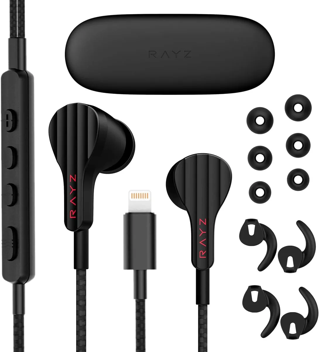 Tangle-Free Earphones – Red/Black: Earphones - Accessories