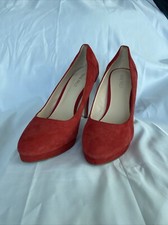 NINE WEST Red Suede Pumps Platform Womens 8.5
