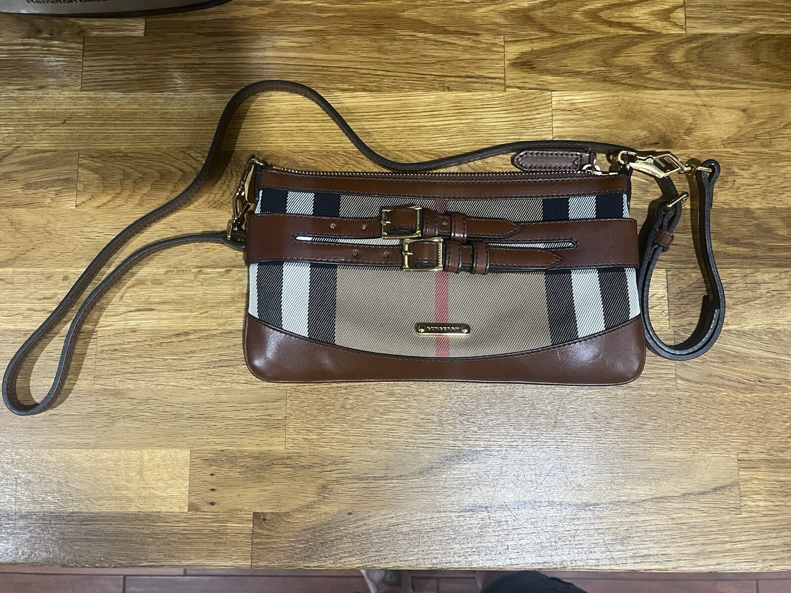 Burberry Vintage Crossbody Bag With Iconic Burberry Pattern. Great