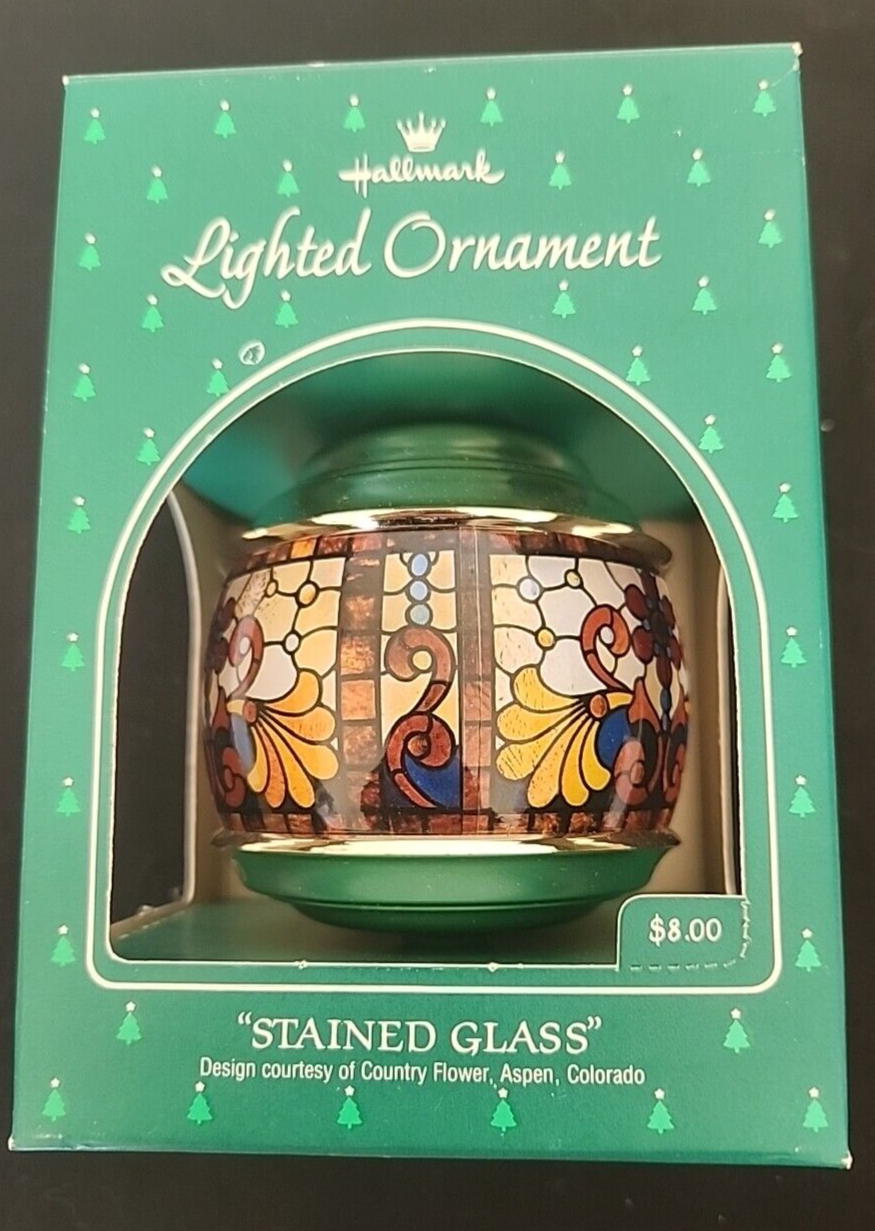 1984 Hallmark Ornament Stained Glass Ball Lighted