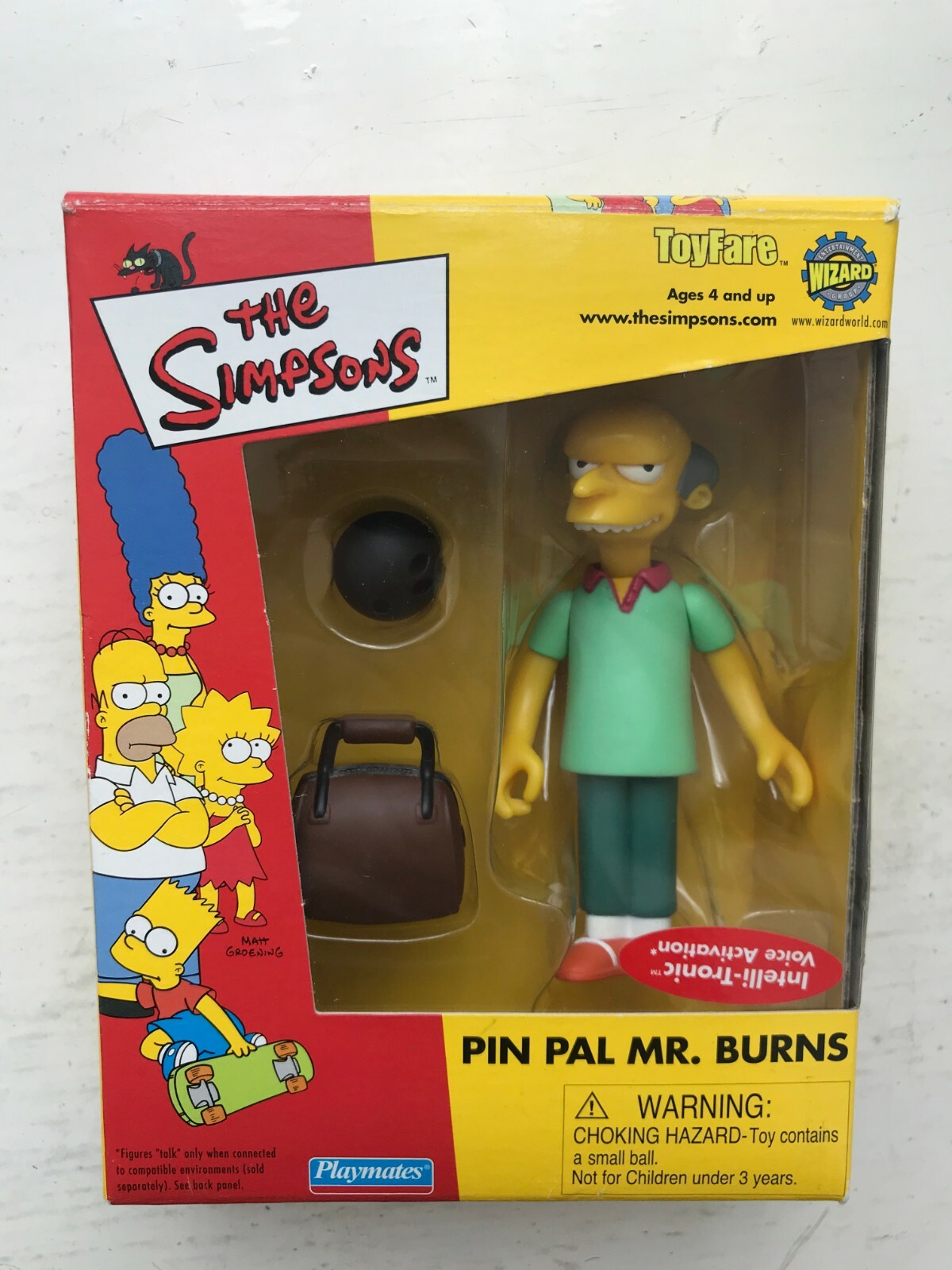 Boxed Playmates Interactive The Simpsons Pin Pal Exclusive Mr Burns Action Figure
