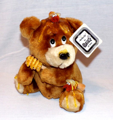 VTG 1990 Orzek Grizzly Honey Bee Wand Stuffed Plush Teddy Bear 7'' Brown Rare