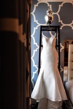 Martina Liana Ivory Fit-and-Flare Wedding Dress Style 1254 with Matching Veil