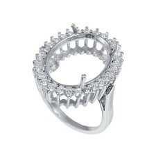 Sterling Silver Semi Mount Ring Prom Setting Size 18X13 MM Oval Shape Stone Ring