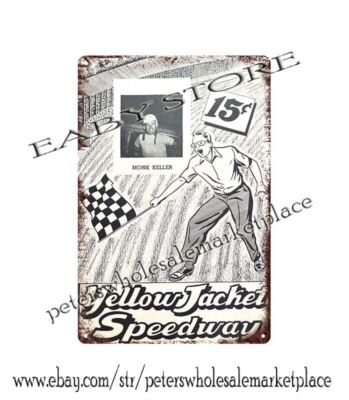 nostalgic art s 1940s YELLOW JACKET SPEEDWAY MIDGET car auto race metal tin sign