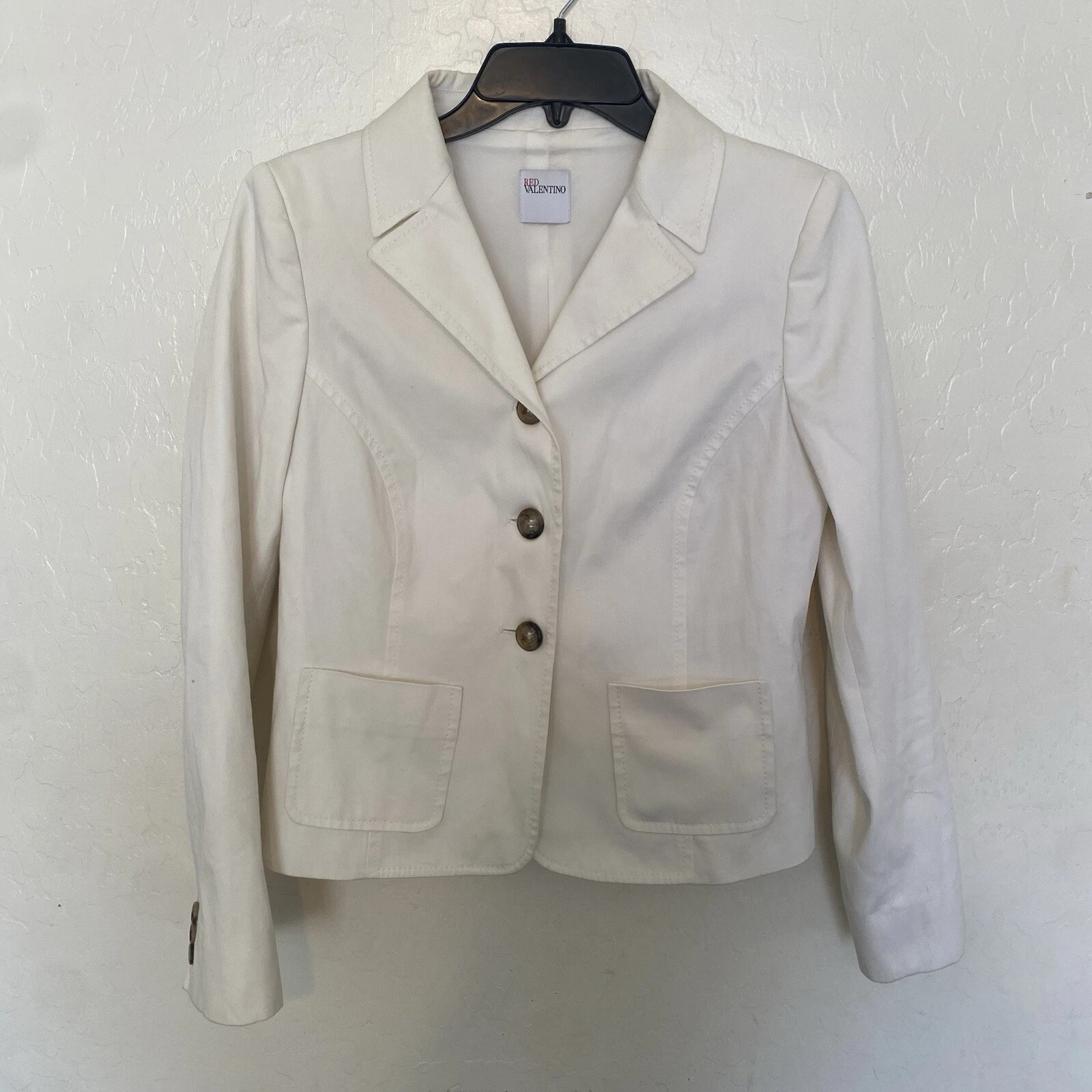 Giacca ROSSO Valentino avorio cotone fiocco taglia 4 AS iS