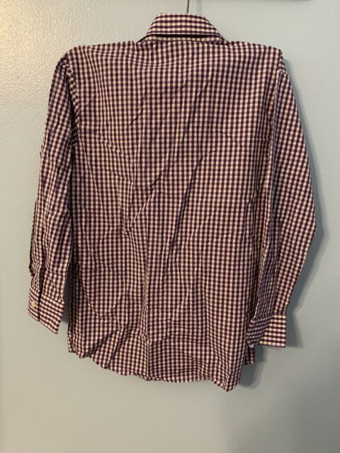 TFW Boys Purple And White Checkered Button Down Dress Shirt Size 10 ...