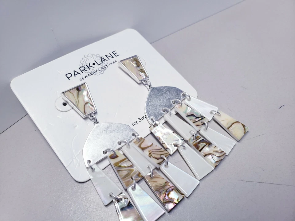 Joyería Park Lane "Pendientes Río" Blanco Mate Plata Sobre Latón Foto 4 de 4