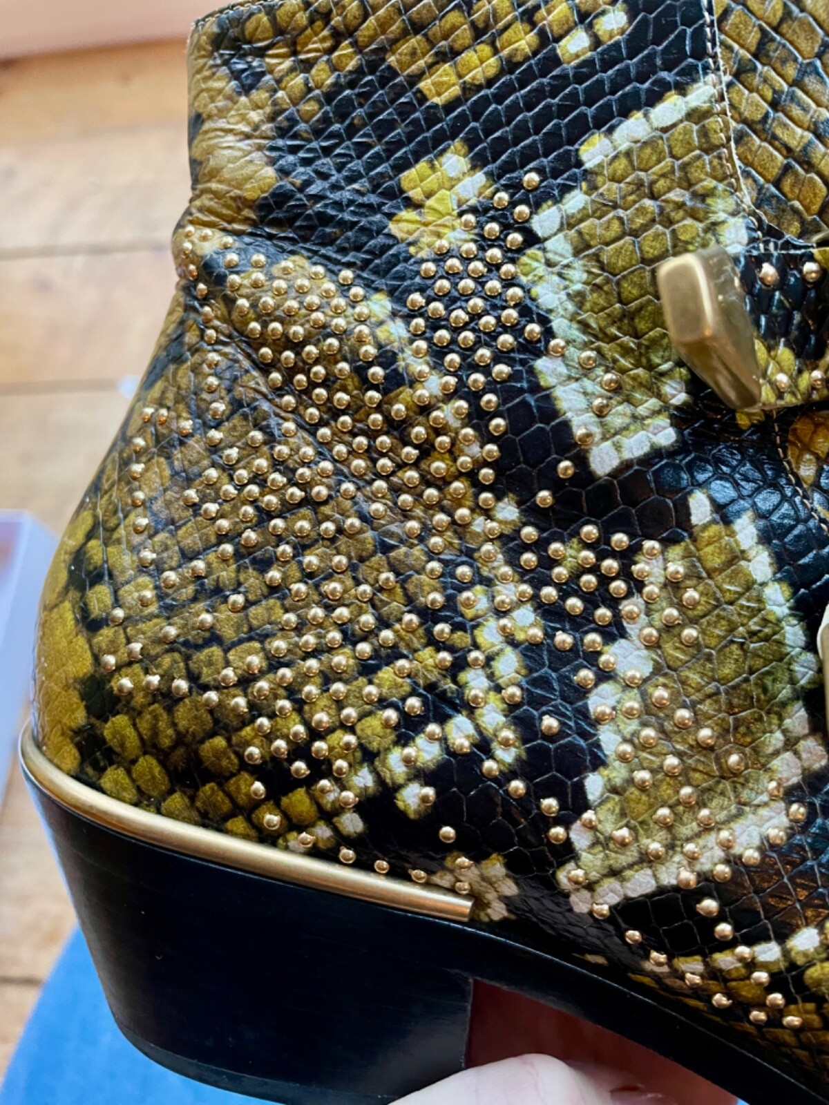 Chloe Susanna studded boots, python-effect leathe… - image 3