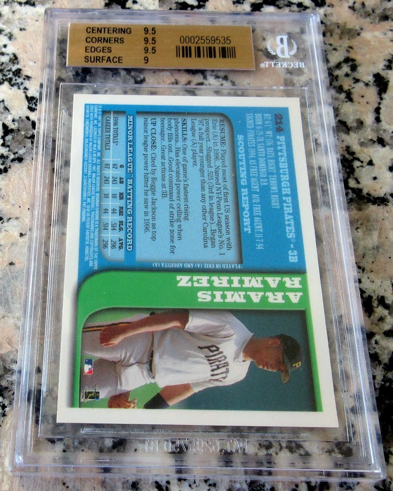 Tarjeta de novato ARAMIS RAMIREZ 1997 Bowman cromada RC BGS 9,5 GEMA COMO NUEVA Cubs Salón de la fama $$ Foto 2 de 3