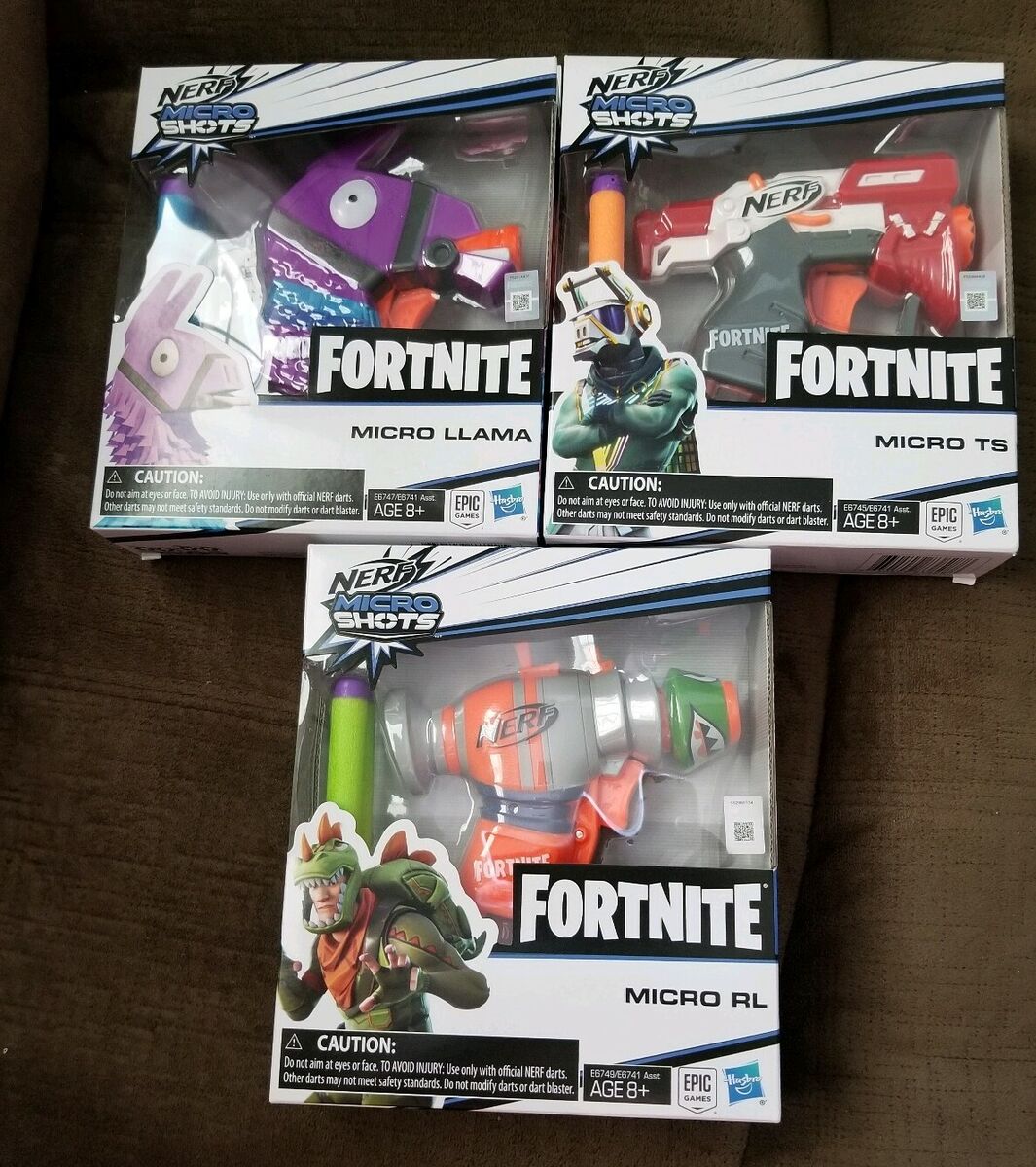 Set of 3 NEW Nerf Fortnite Micro Shots Guns RL TS Drama Loot LLAMA Lot Dart