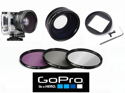 VIVITAR/XIT/DIGITAL CONCEPTS HD WIDE ANGLE MACRO LENS + FILTER KIT FOR GOPRO HERO 3 SILVER BLACK WHITE HERO1
