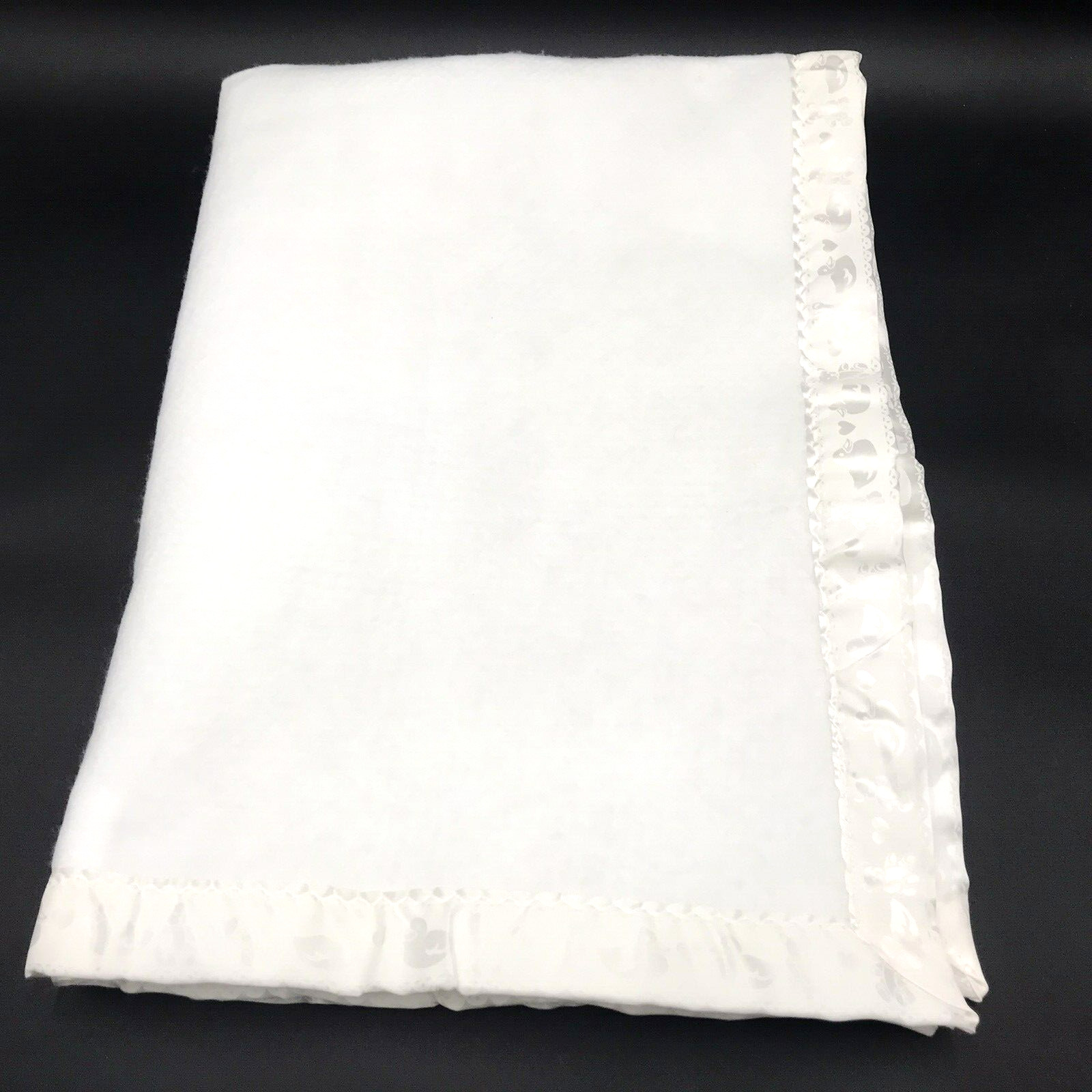 Vintage Baby Blanket Acrylic Satin Trim Made in USA RN 21577