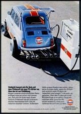 1972 Vw Volkswagen Race Car Photo Gulf Oil Gas German Vintage Print Ad