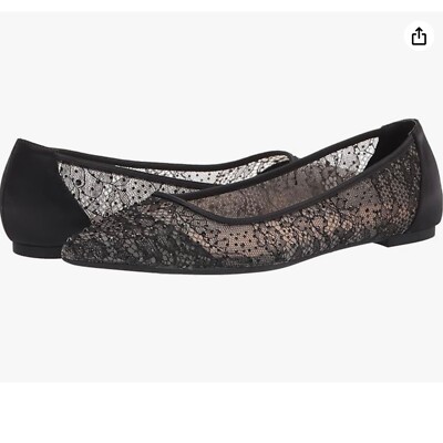 Jewel Badgley Mischka Juliana Lace Ballet Flat Black Evening Dress Shoes  Pumps 7 | eBay