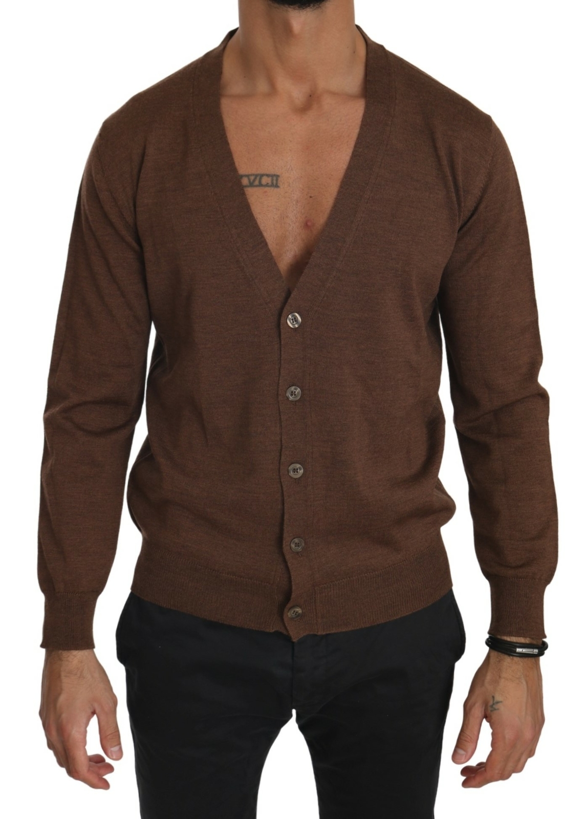 Свитер MILA SCHN из натуральной шерсти коричневый кардиган на пуговицах IT48 US38 M средняя цена 400 долларов США 21290₽