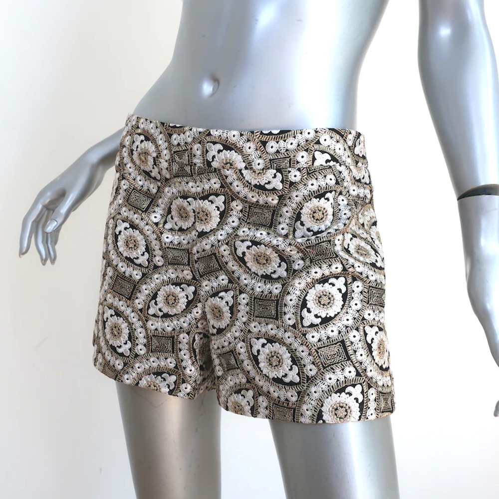 Jupe Mini Alice + Olivia – Taille 4, Crème Argenté, Dentelle Crochet, Neuve Avec Étiquettes