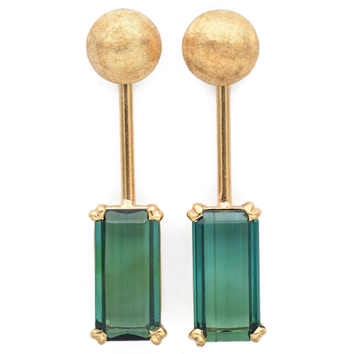 Estate 18K Yellow Gold TCW Green Tourmaline Drop Jacket