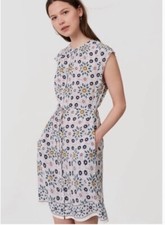 LOFT Painterly Floral Flutter Shirtdress XSP with Pockets