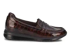 WALKING CRADLES DANNON BROWN CROC EMBOSSED LEATHER DRESSY LOAFER 8.5 wide