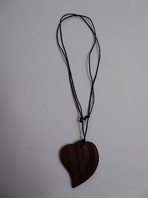 Empowering Jewelry Handcrafted Heart Wood Adjustable Necklace Pendant Indie