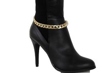 Classic Women Boot Bracelet Metal Chain Links Gold Anklet Shoe Charm Narrow Band