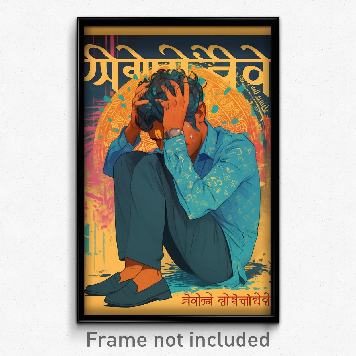Bollywood Movie Poster Print - Frustrated Man in Blue Dress
