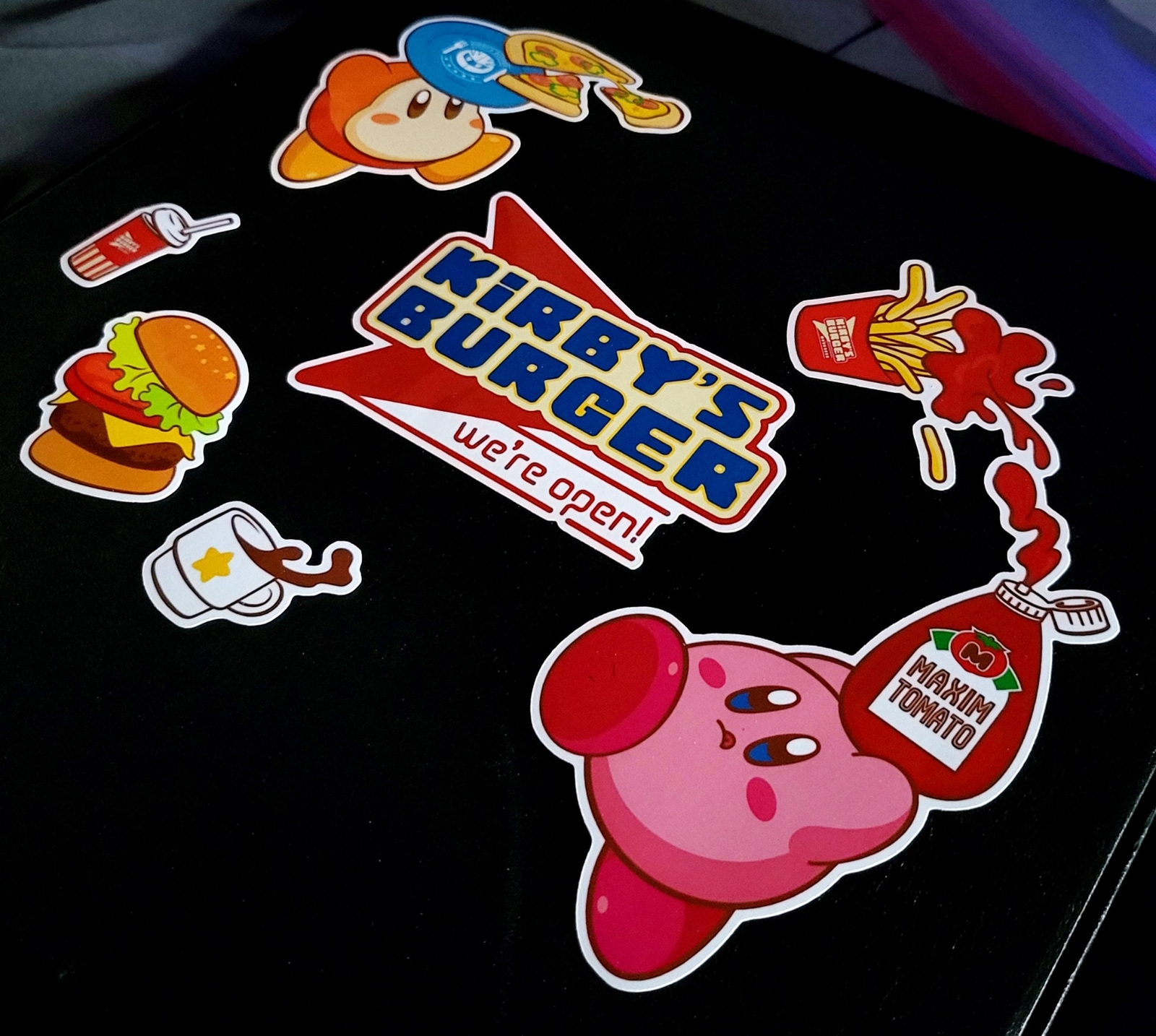 Kirby's Burger 6x9In Sticker Pack 6 PC Holographic/Glossy Waterproof ...