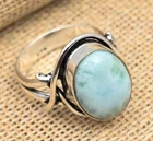 Larimar Gemstone Handmade Solid 925 Sterling Silver Wedding Jewelry Ring