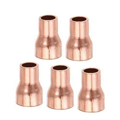 Pack of 5 Reducing Copper Coupling Fitting Straight 3/8 x 1/4 Inch for HVAC