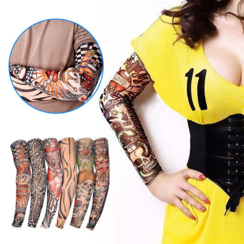 6 Pack Tattoo Sleeves Men Women Unisex Fake Temporary Tattoo Full Arm Warmer UK - Picture 1 of 8