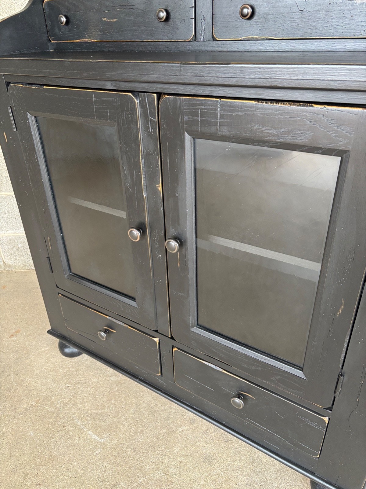 BROYHILL ATTIC HEIRLOOOMS EBONIZED OAK JELLY CUPBOARD - HUTCH