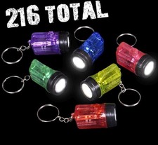 216 FLASHLIGHT KEY CHAINS - Bright Mini Size Party Favors - wholesale lot