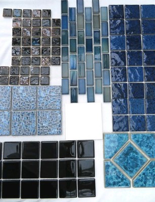 Tiles Weatherproof Assorted Craft Blues Black White Aqua Multi Color Texture AND