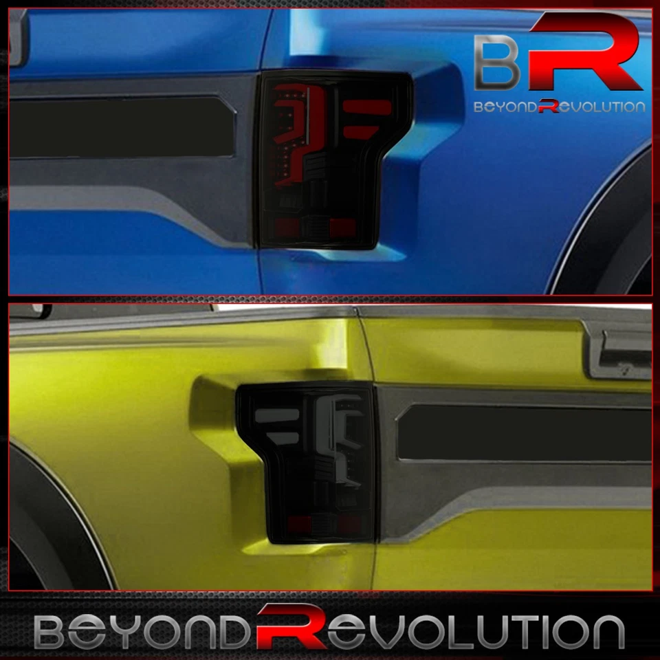 For 2015-2020 F150 Smoked LED Tube Rear Tail Lights Brake Stop Signal Lamps Pair - Image 2 of 4