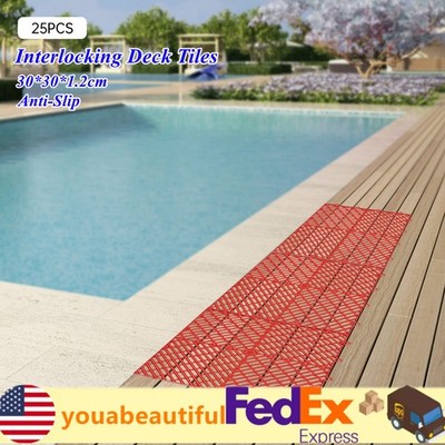 25PCS Interlocking Deck Tile 12*12'' Deck Flooring for Pool Bathroom Patio Garage