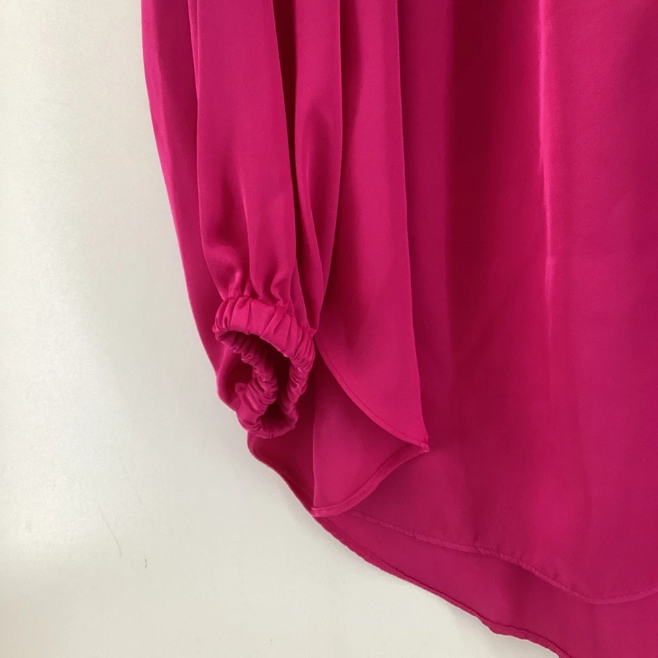 Et Vous Hot Pink Collared V Neck High Low Blouse 18 - Image 3 of 4
